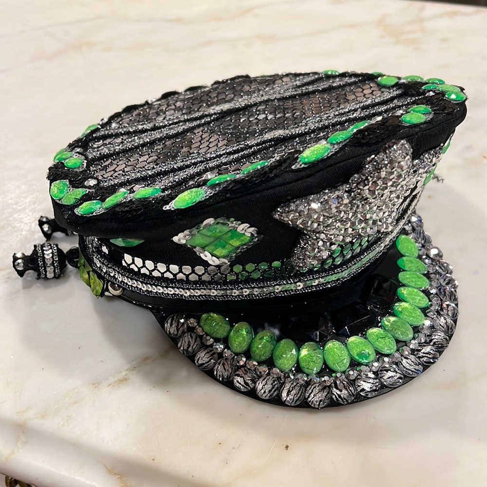 Rave festival crystal captain hat